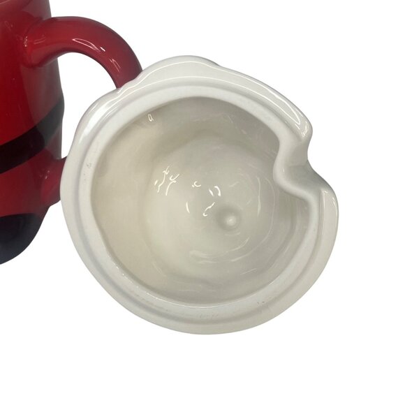 Santa Claus Ceramic Mug Lid & Spoon Red White Holiday - Picture 10 of 10